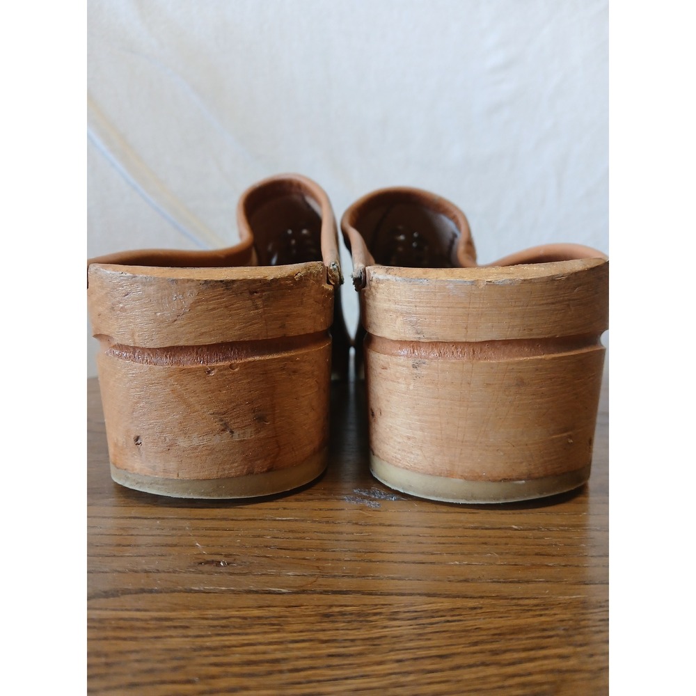 Swedish wooden clogs leather handstitched EU 47 US 13 hippie boho eclectic - Picture 5 of 8